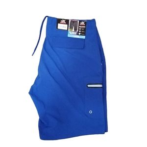 Xeroxposur men's lined comfort waistband swim trunks blue shorts L